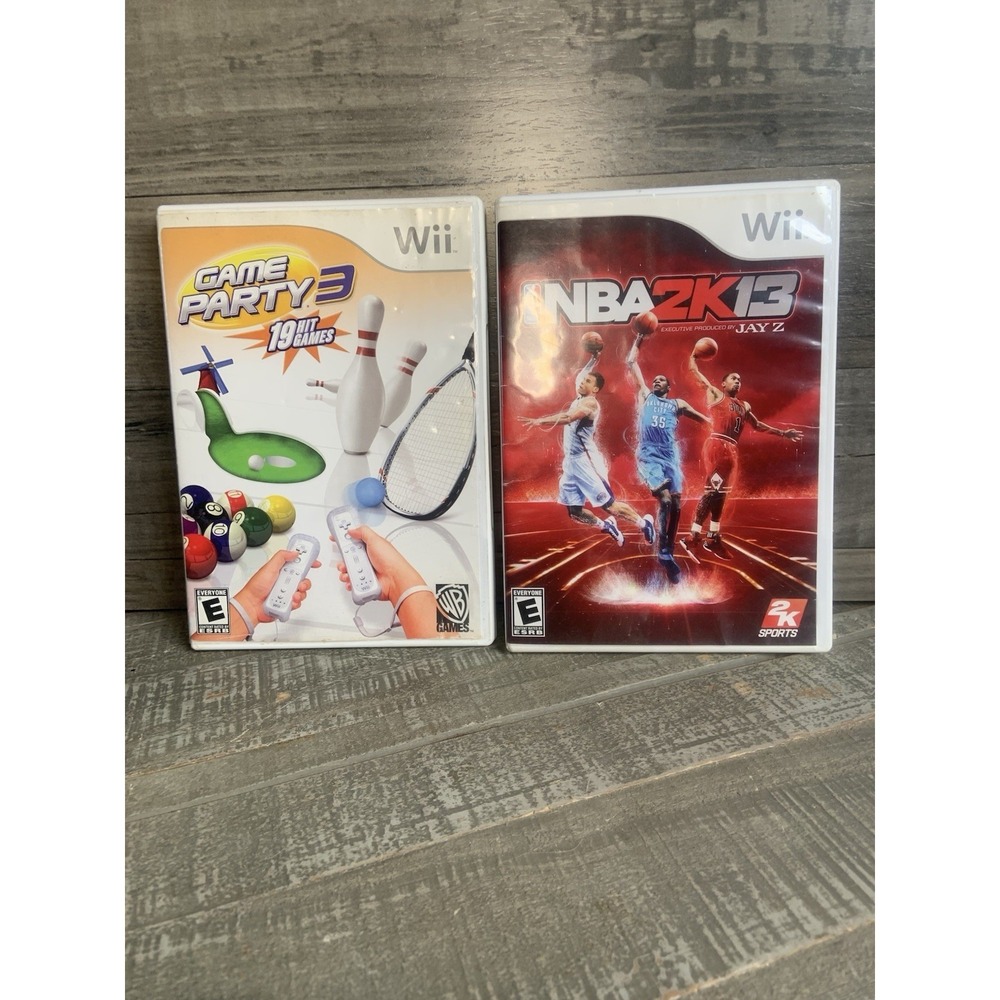 NBA 2K13 +‎ Game Party 3  (Nintendo Wii 2012) Lot Of 2 Games Bundle Basketball